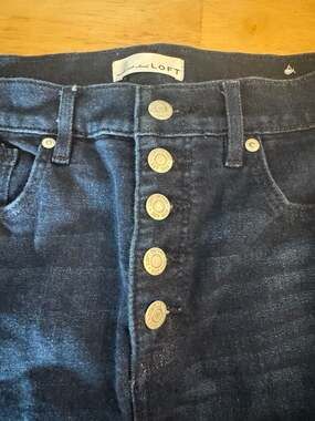 LOFT Petite The Skinny Button Fly Jeans in Dark Wash Size 30/10P